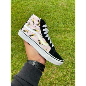 Vans Pink and Black High-Top Sneakers